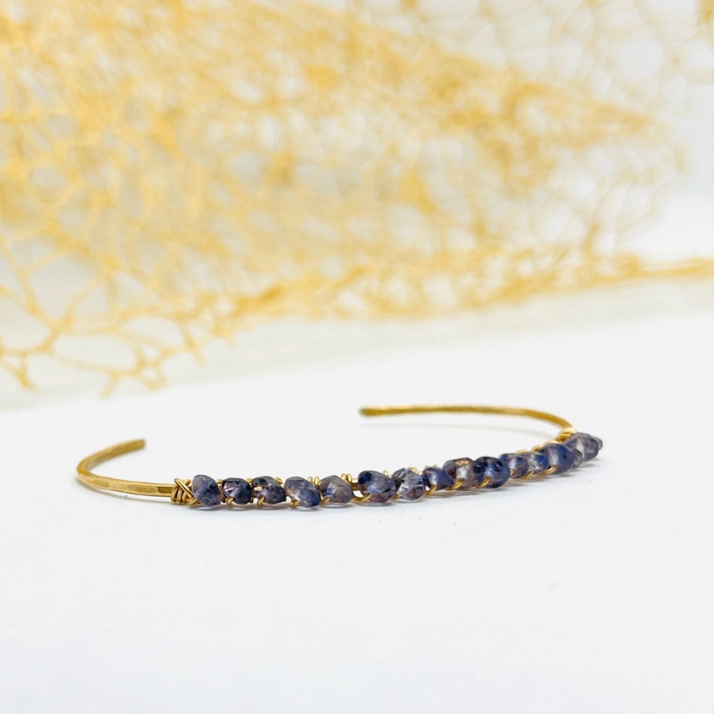 Semi-Precious faceted Gemstone Cuff Bracelet