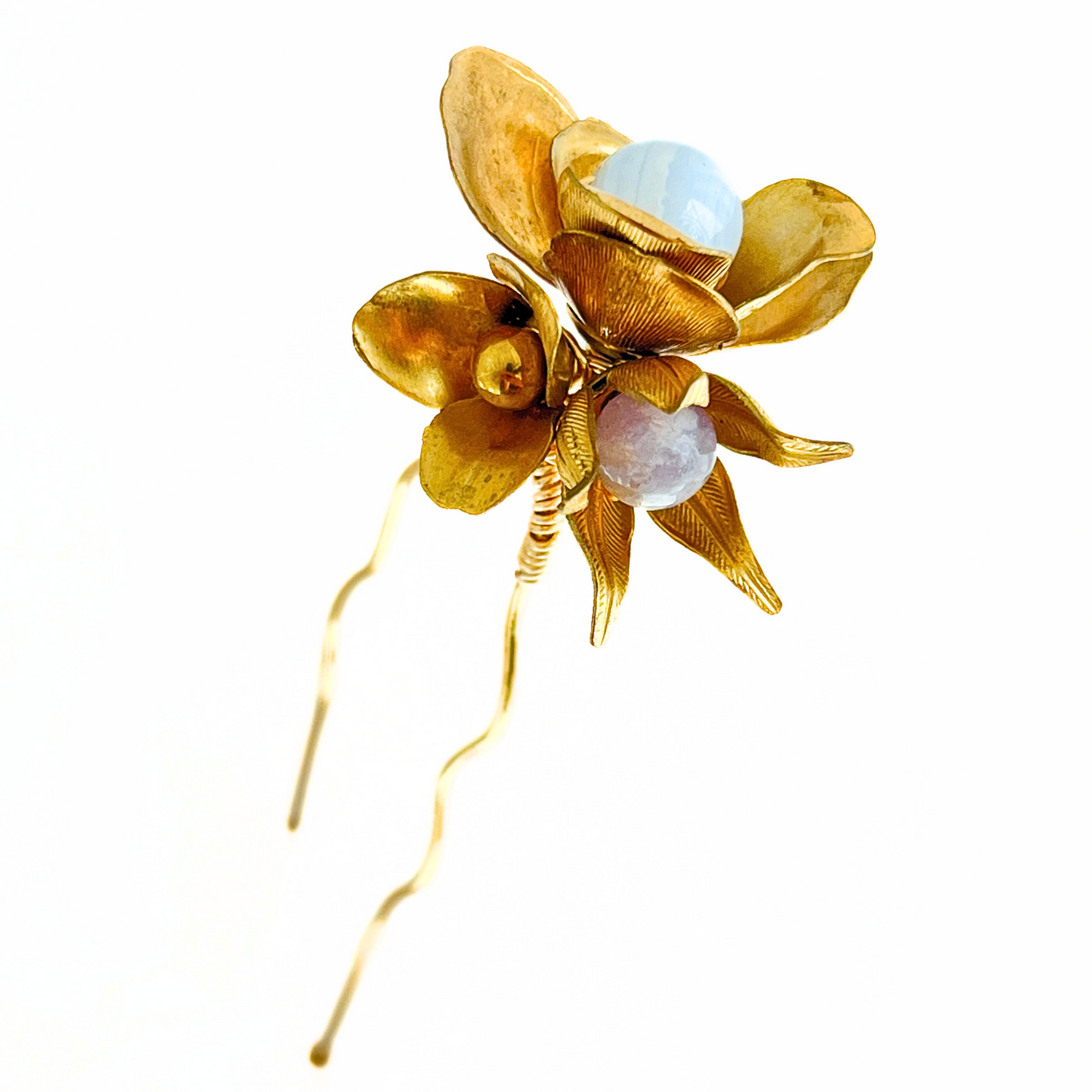 Floret Trio Blue Lace Agate Hair Pin