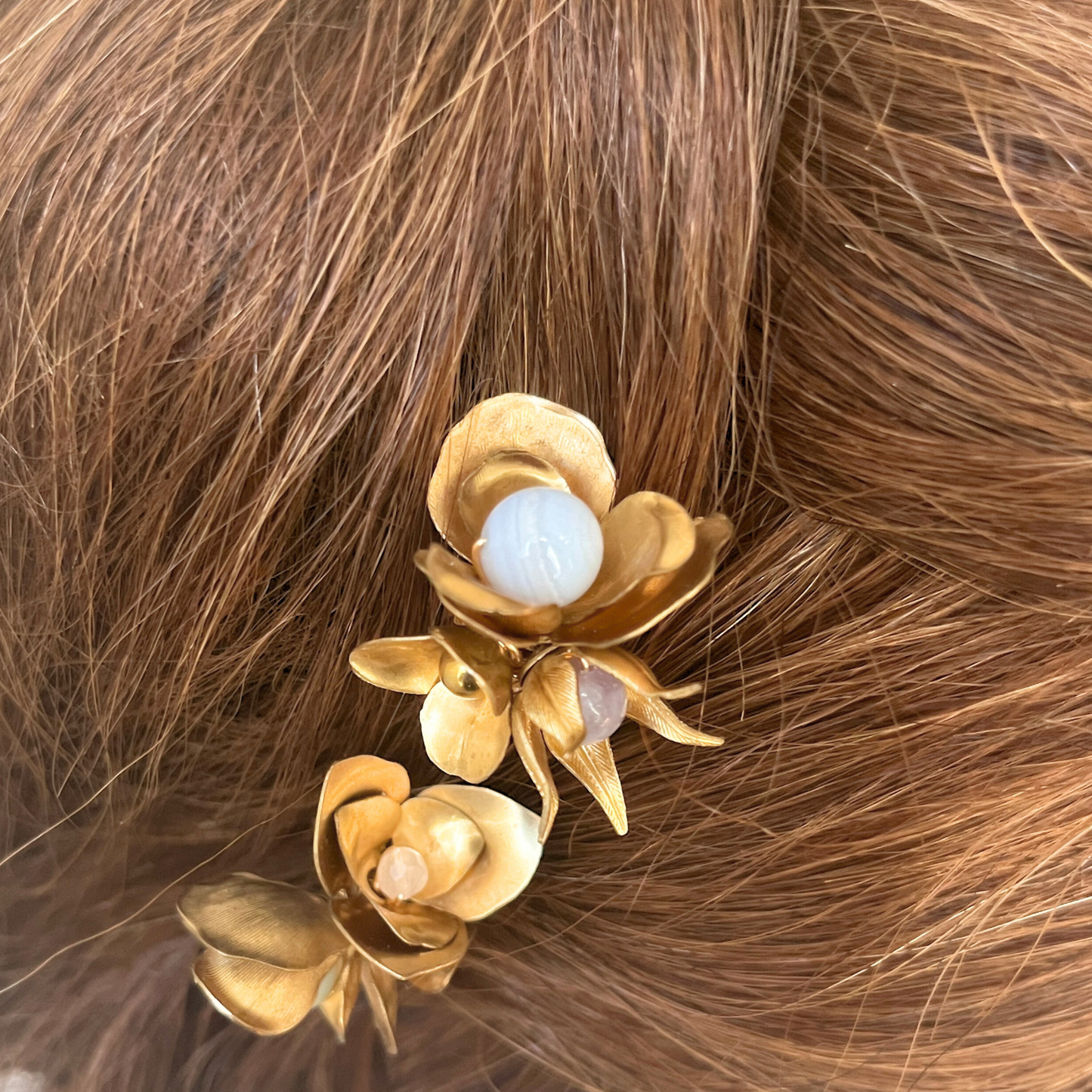 Floret Trio Blue Lace Agate Hair Pin