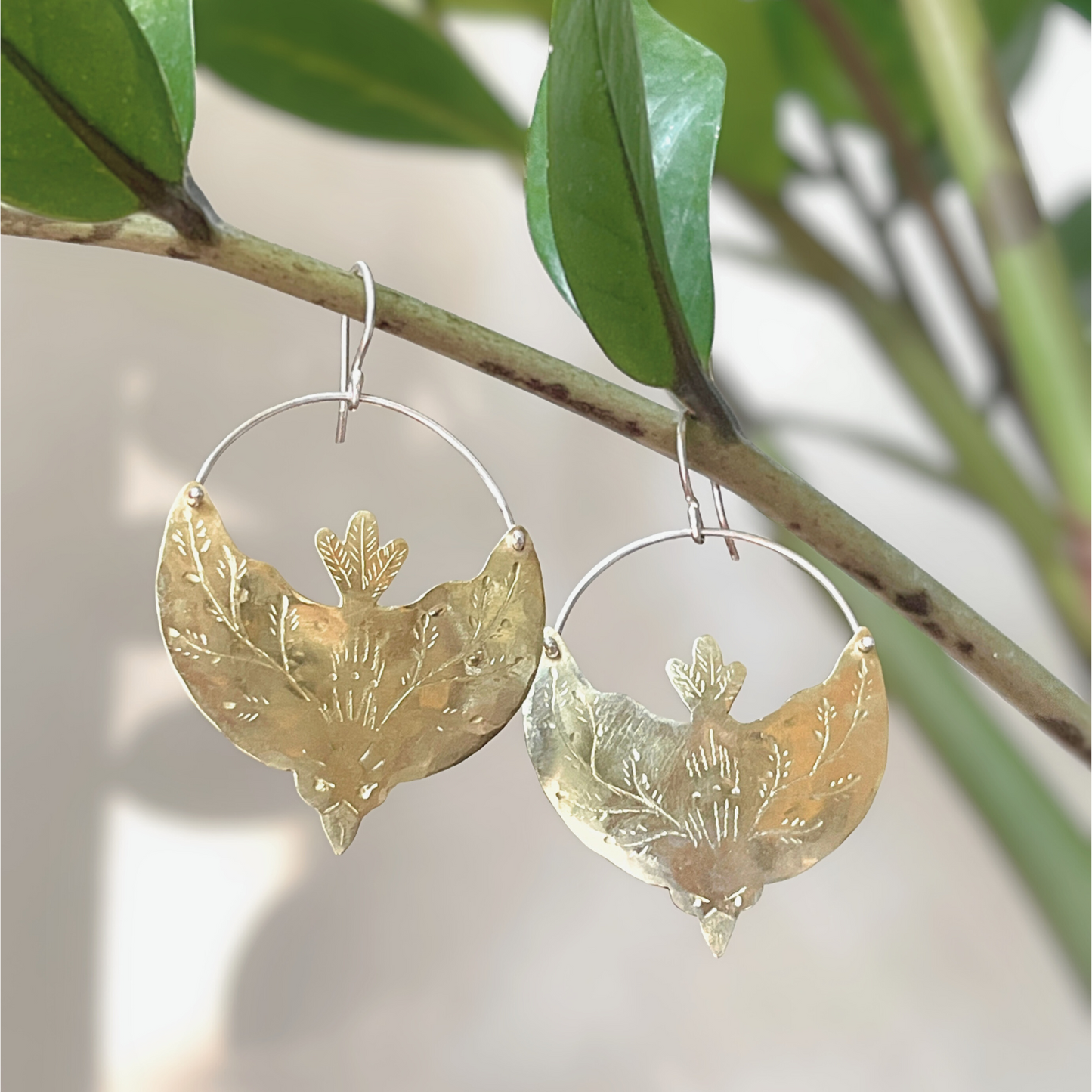 Raven Silver and Brass Earrings