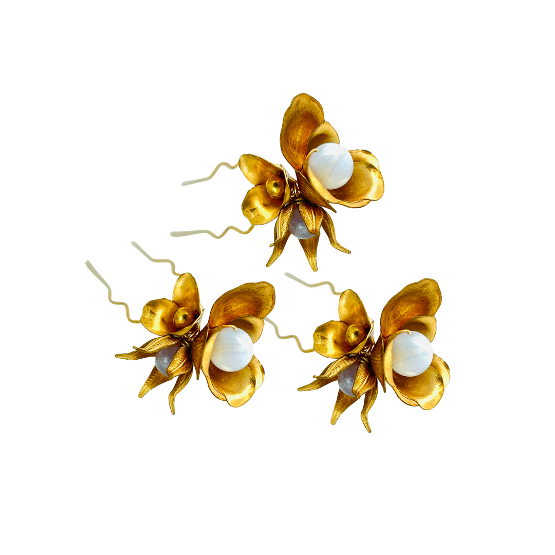 Floret Trio Blue Lace Agate Hair Pin