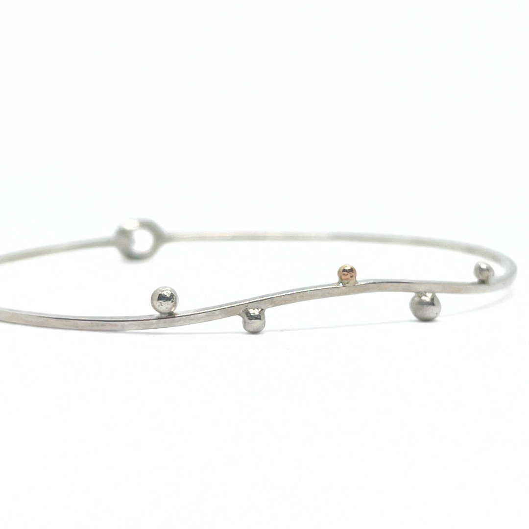 Silver and 14k Gold Dewdrop Hook and Eye Bracelet