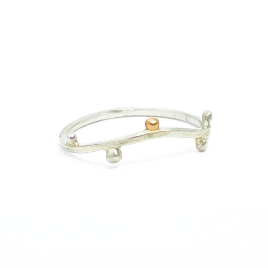 Silver and 14K Gold Dewdrop Ring