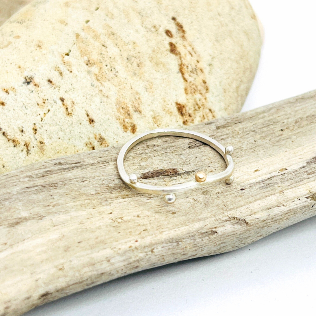 Silver and 14K Gold Dewdrop Ring