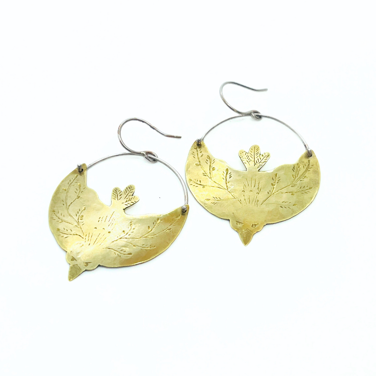 Raven Silver and Brass Earrings