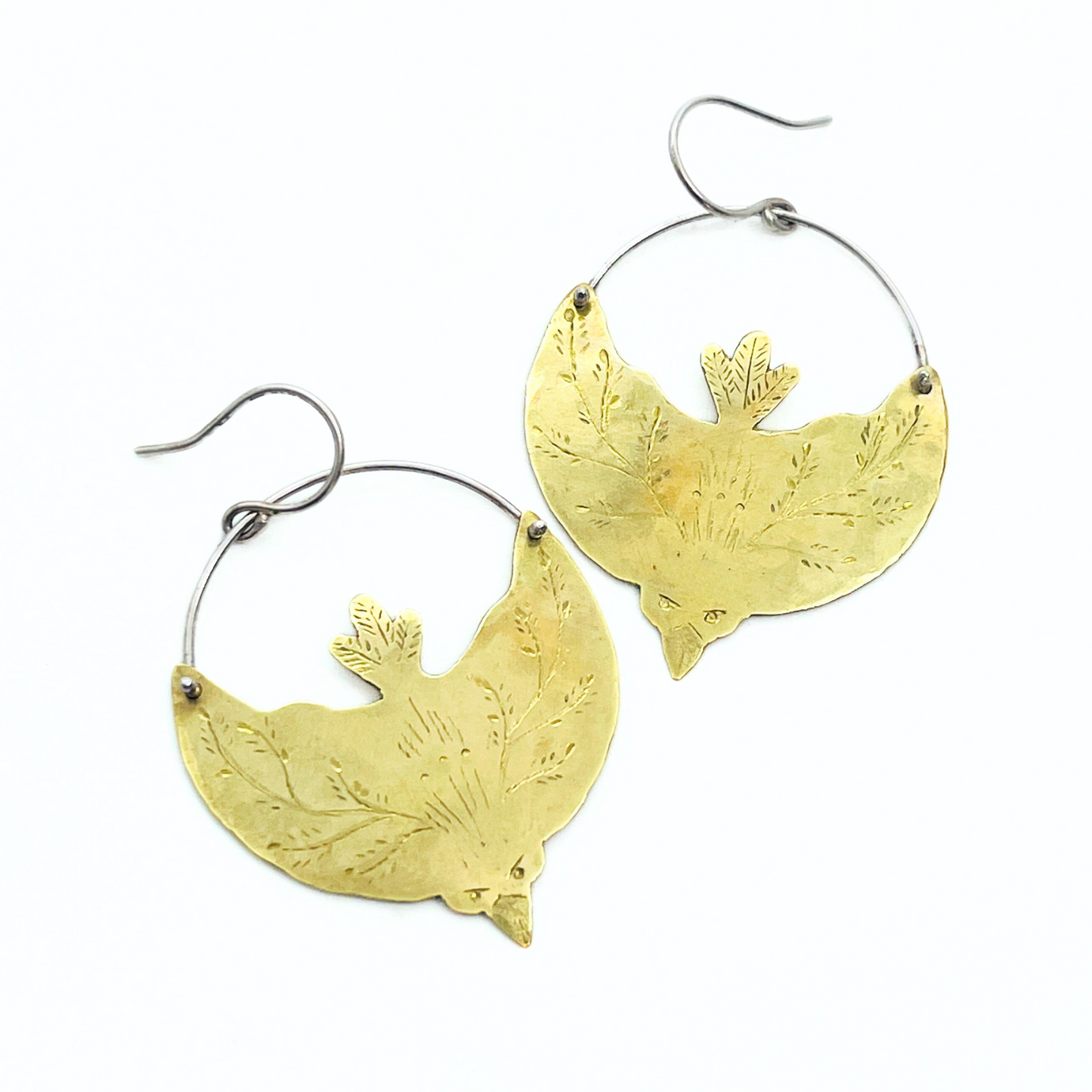 Raven Silver and Brass Earrings