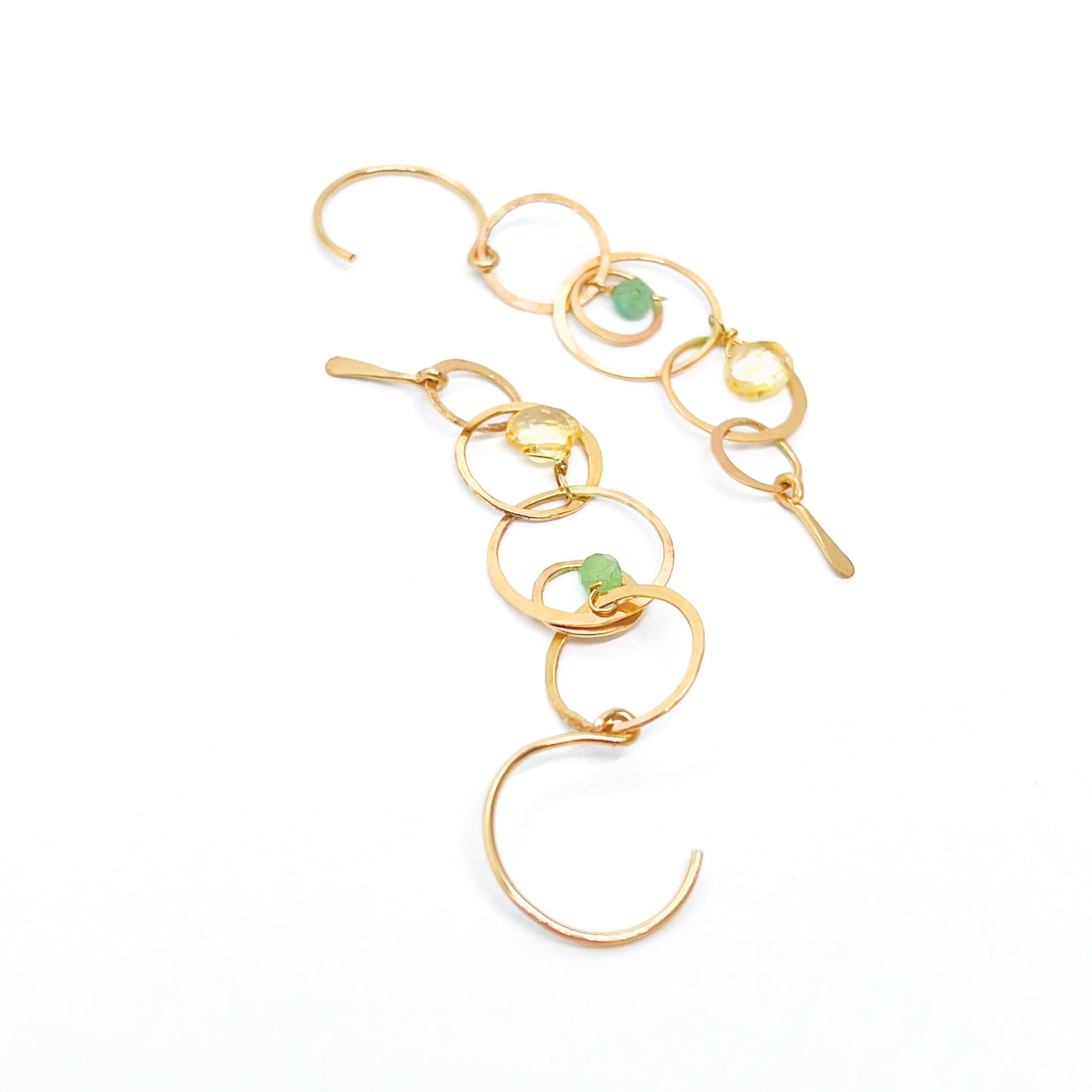 Celestial Orb Drop Earrings w/ Citrine and Chrysoprase