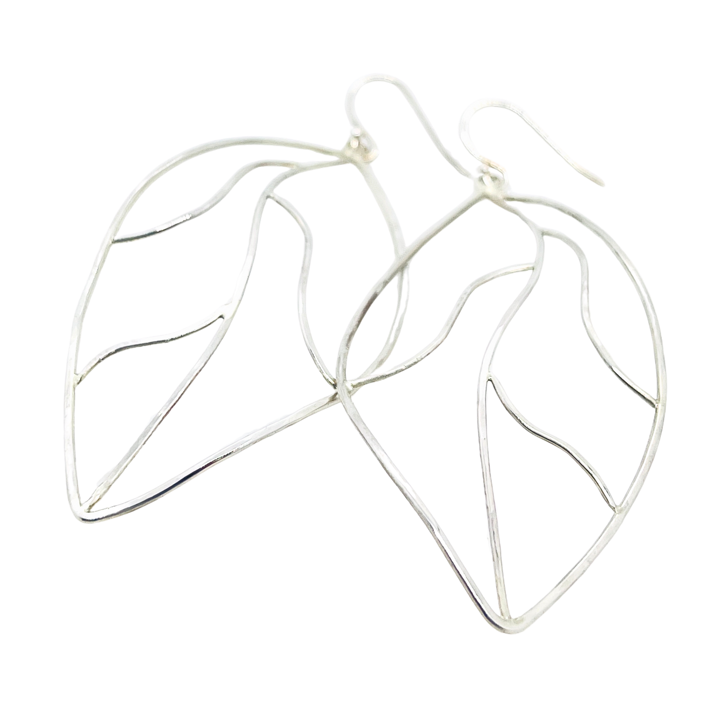 Curved Silver Leaf Earrings