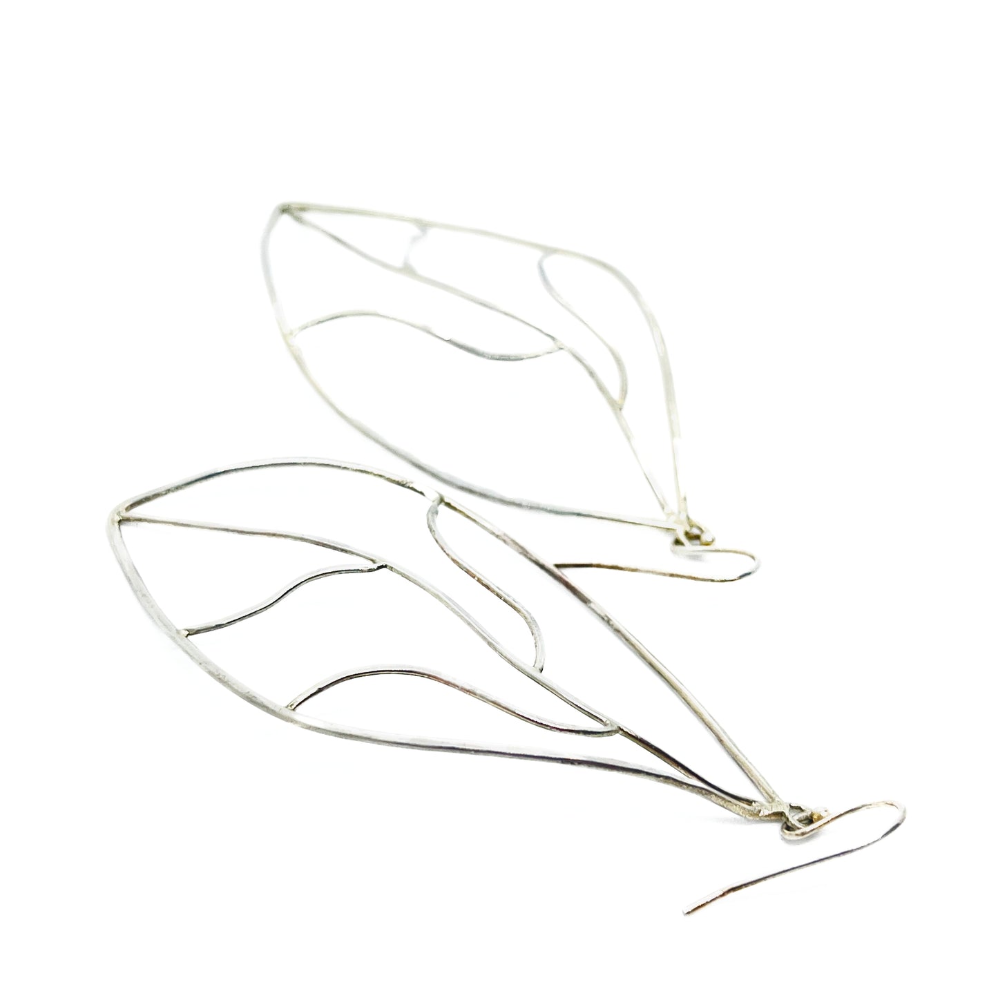 Curved Silver Leaf Earrings