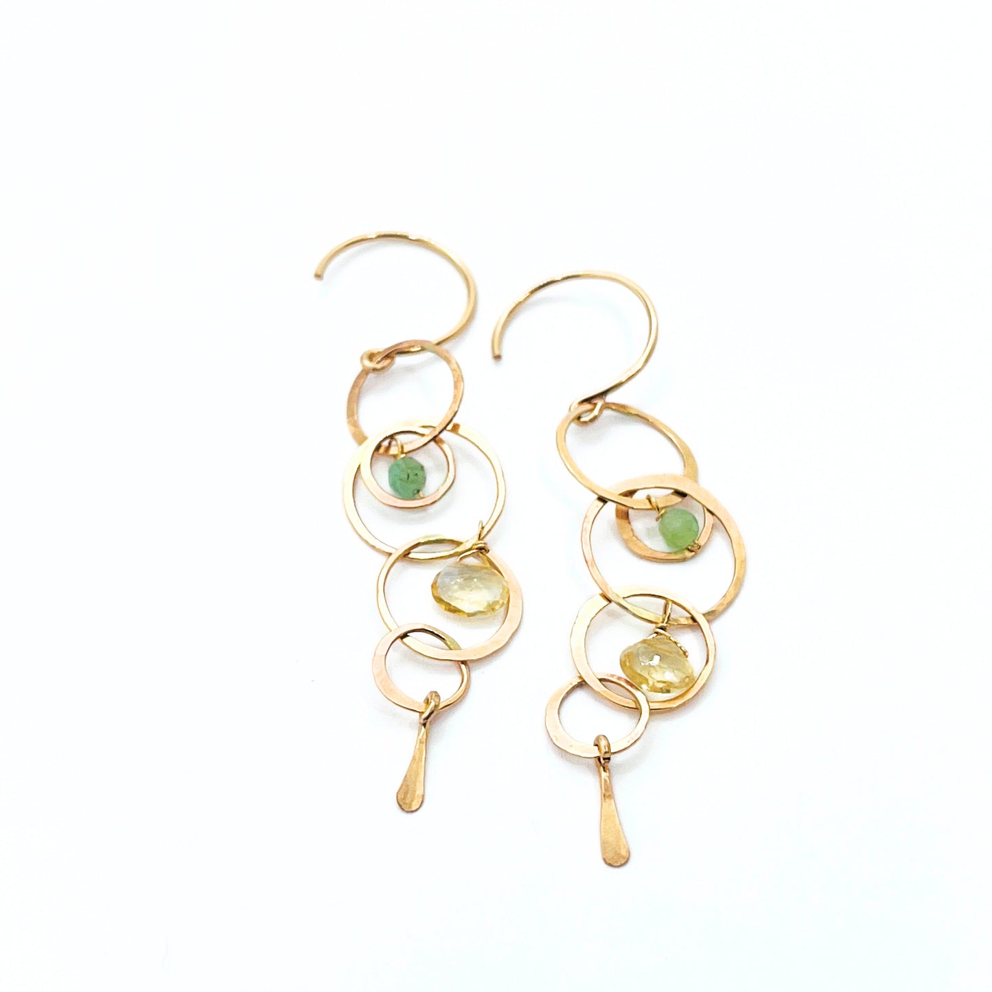 Celestial Orb Drop Earrings w/ Citrine and Chrysoprase