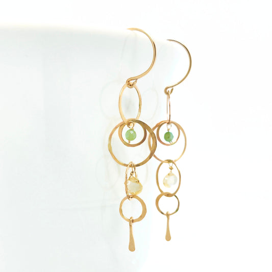 Celestial Orb Drop Earrings w/ Citrine and Chrysoprase