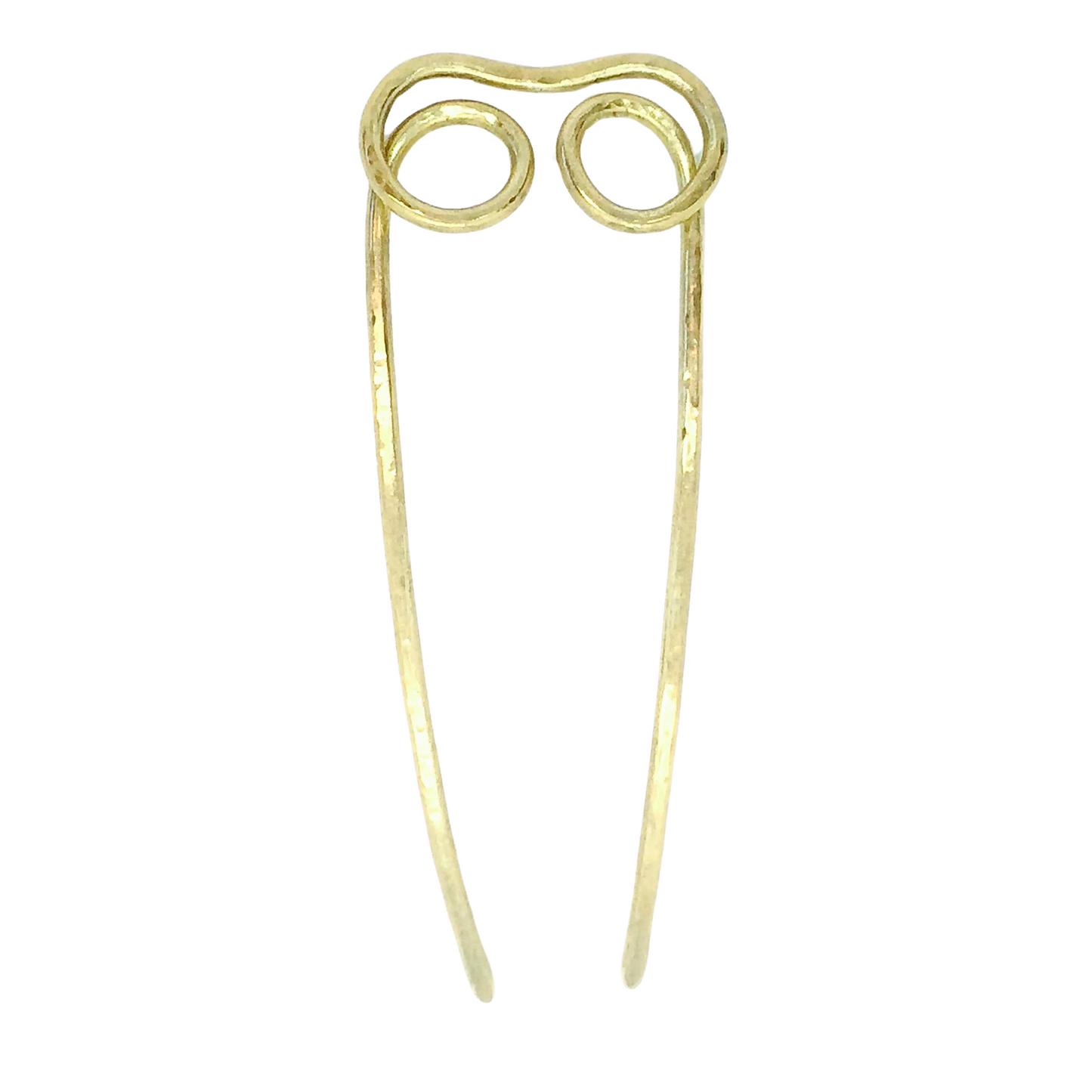 Double Loop Hammered Brass Hair Pin