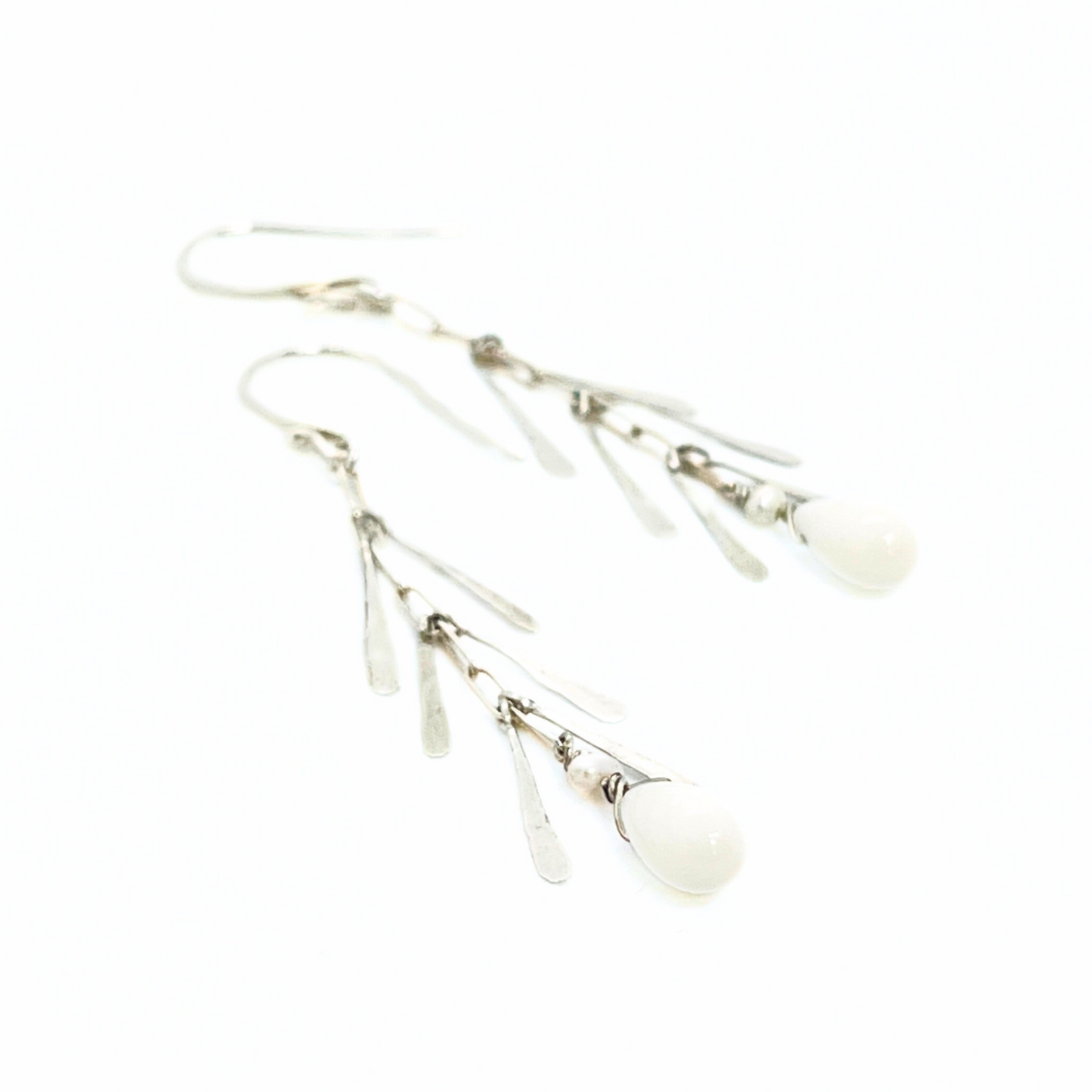 Fringe Drop Earrings with Freshwater Pearl and Coral