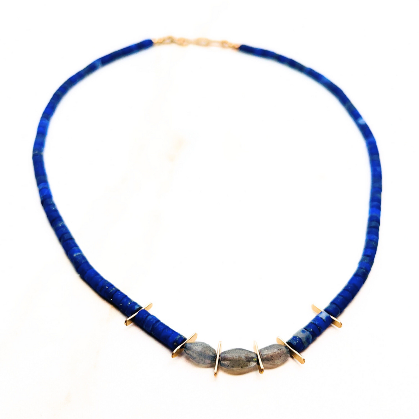 Heishi Lapis Necklace with Labradorite