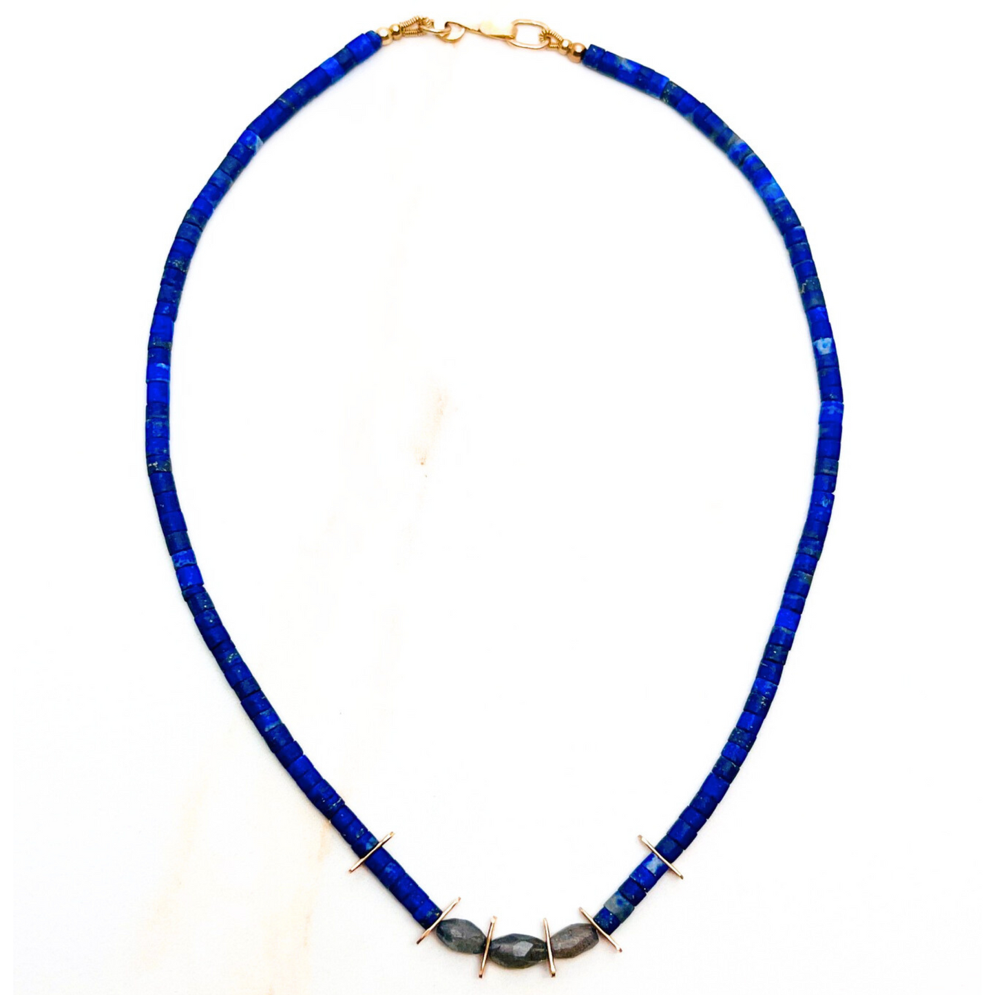 Heishi Lapis Necklace with Labradorite