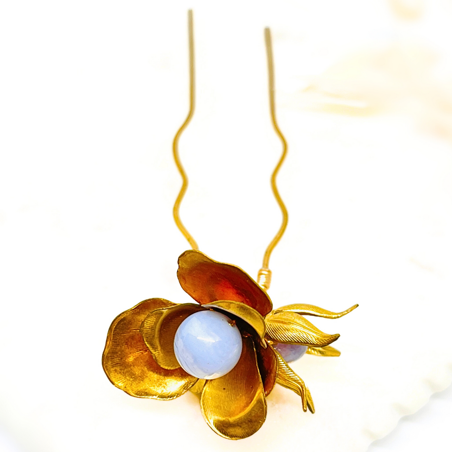 Floret Trio Blue Lace Agate Hair Pin