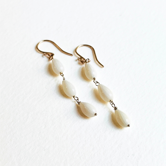 String of Teardrop Coral Earrings