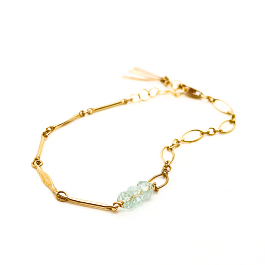 Mixed Link Faceted Stone Bracelet