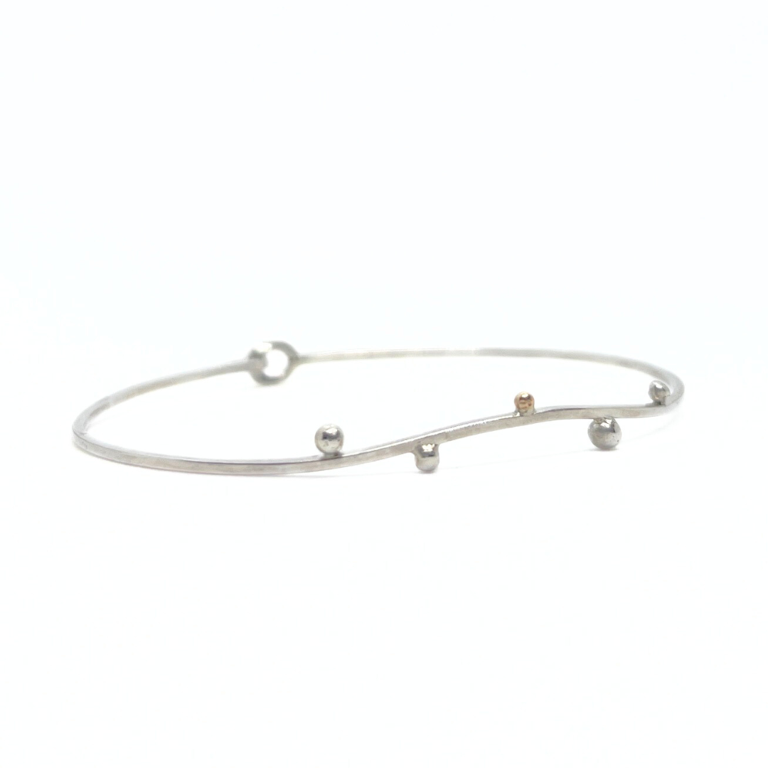 Silver and 14k Gold Dewdrop Hook and Eye Bracelet