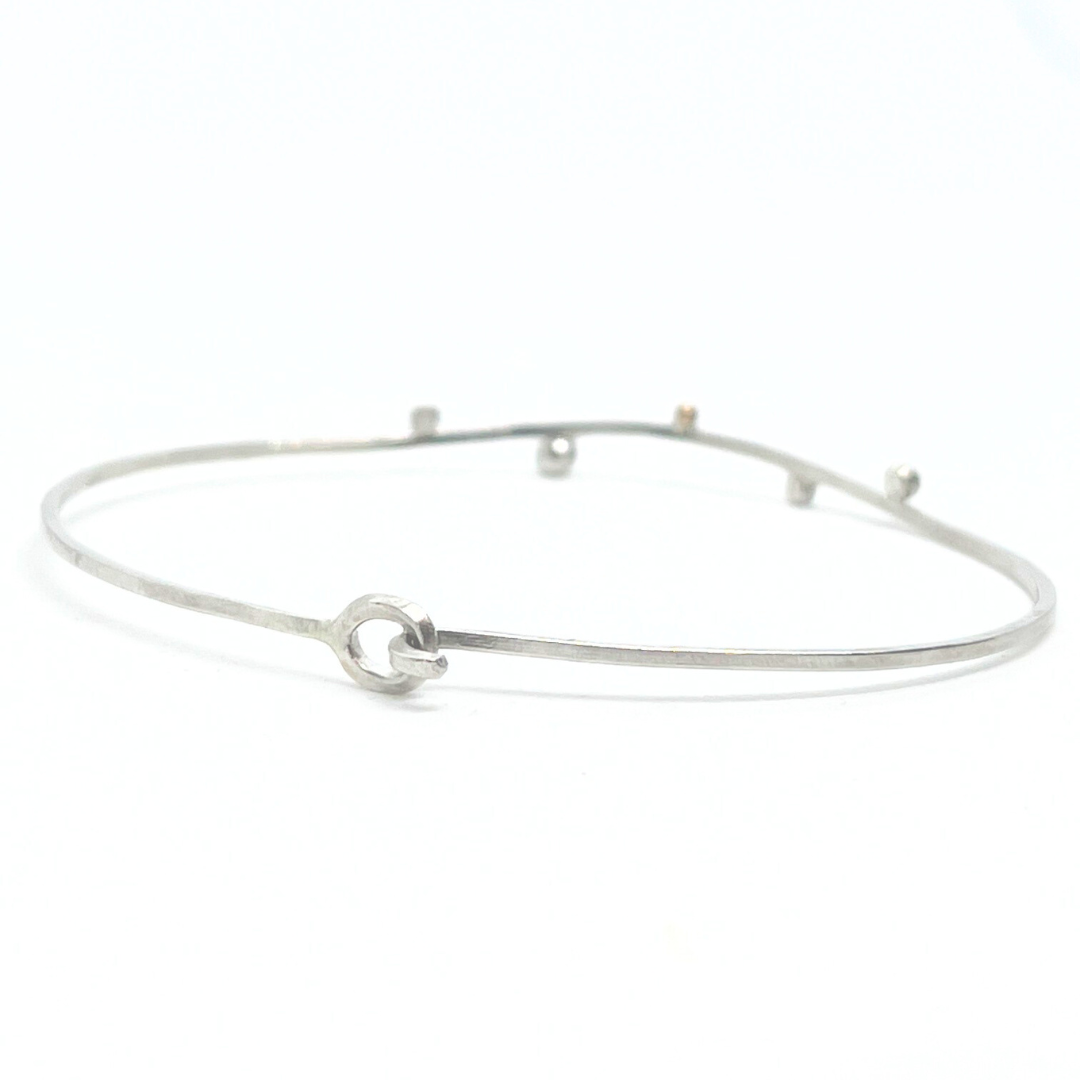 Silver and 14k Gold Dewdrop Hook and Eye Bracelet