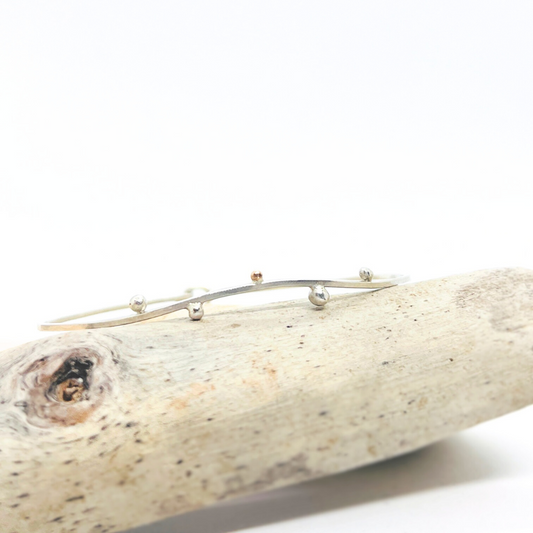 Silver and 14k Gold Dewdrop Hook and Eye Bracelet