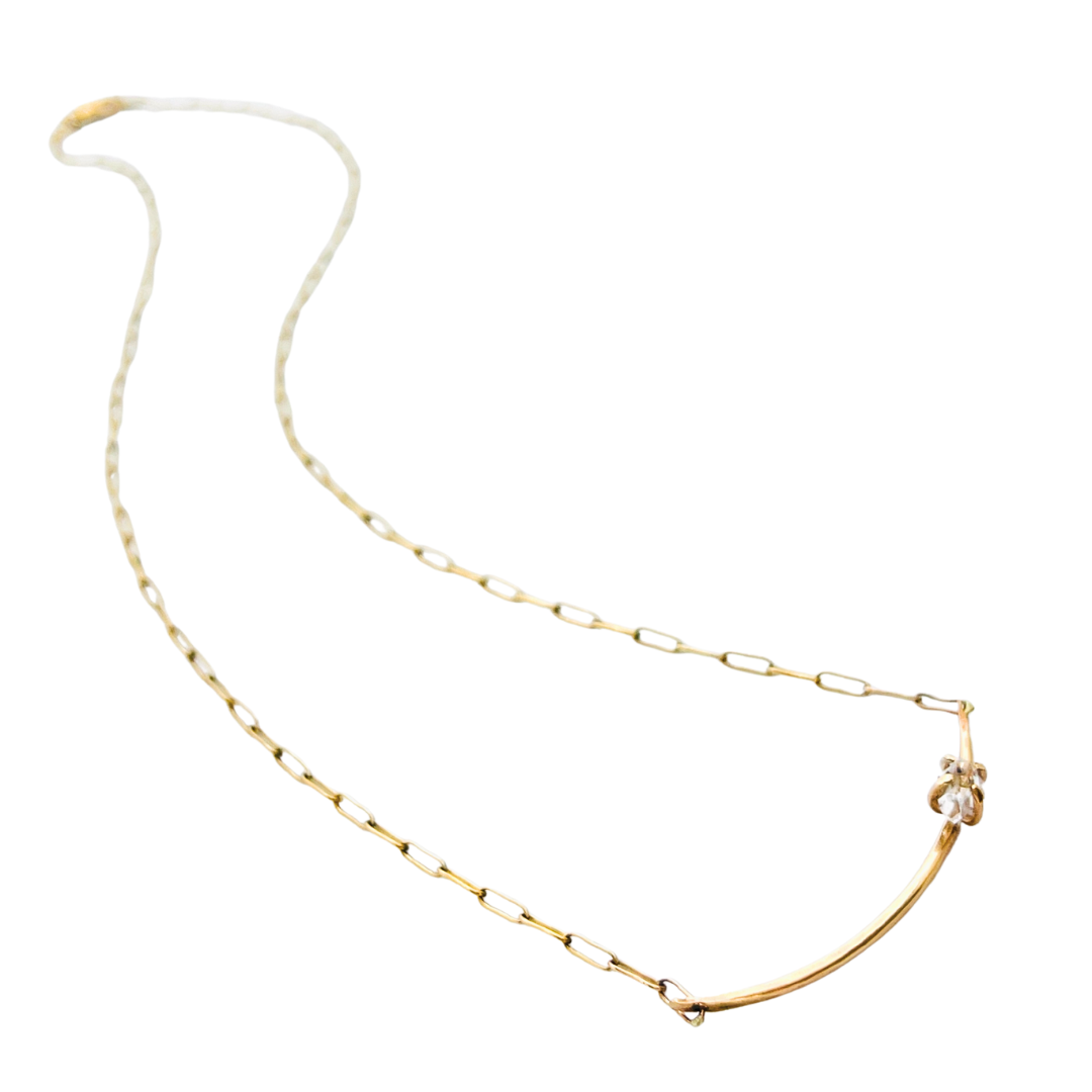Herkimer Diamond Curved Bar Necklace