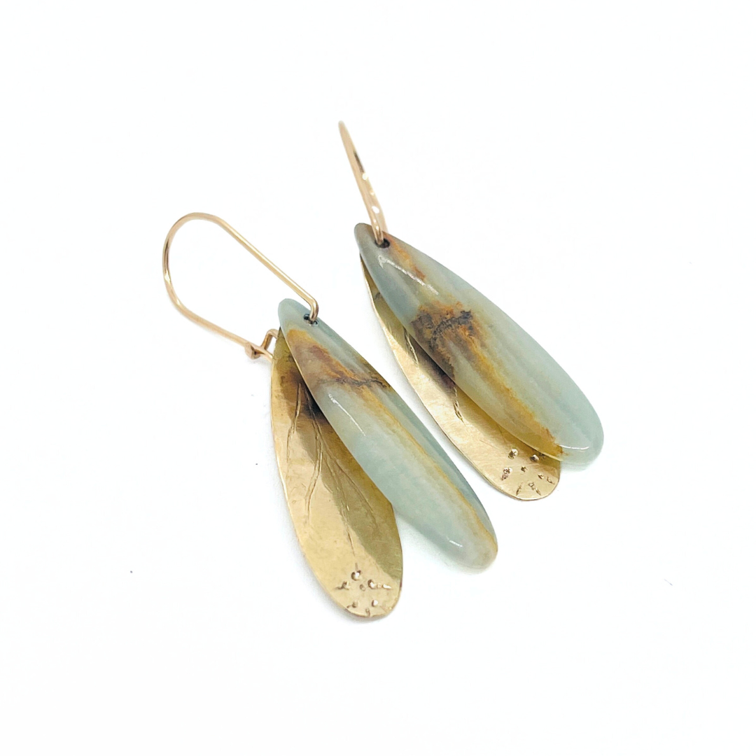Lemurian Aquatine Blue Calcite Drop Earrings