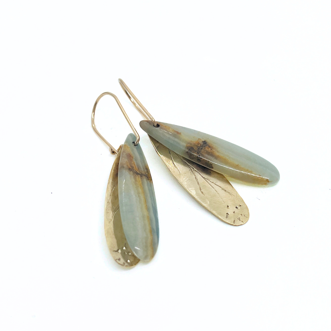 Lemurian Aquatine Blue Calcite Drop Earrings