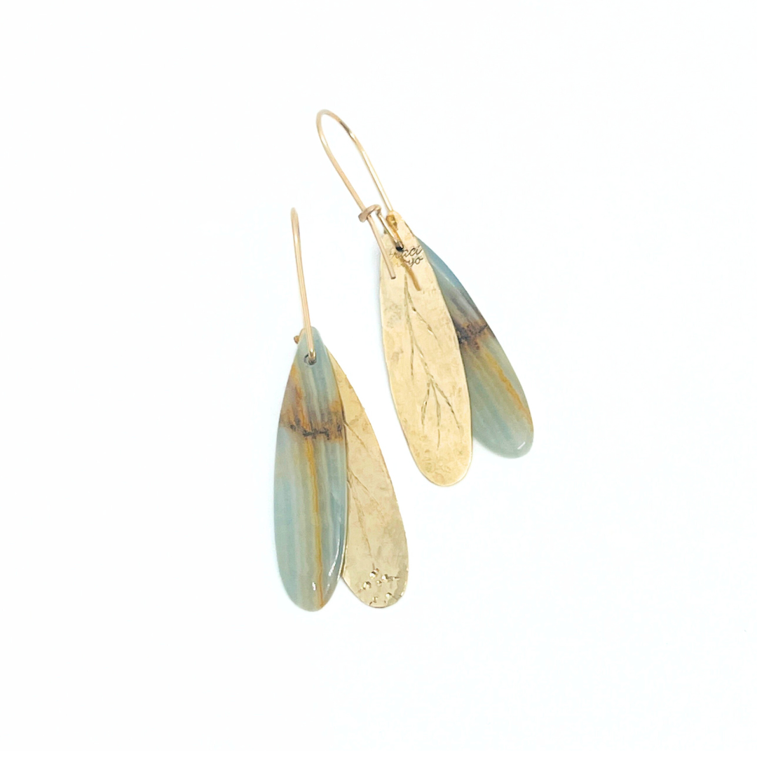 Lemurian Aquatine Blue Calcite Drop Earrings