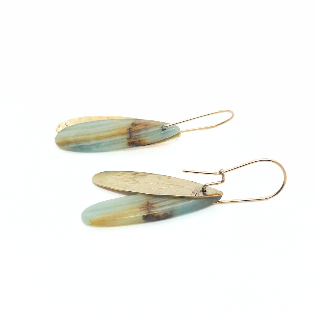 Lemurian Aquatine Blue Calcite Drop Earrings