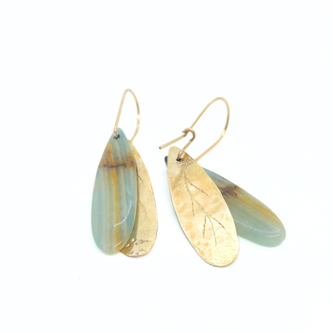 Lemurian Aquatine Blue Calcite Drop Earrings