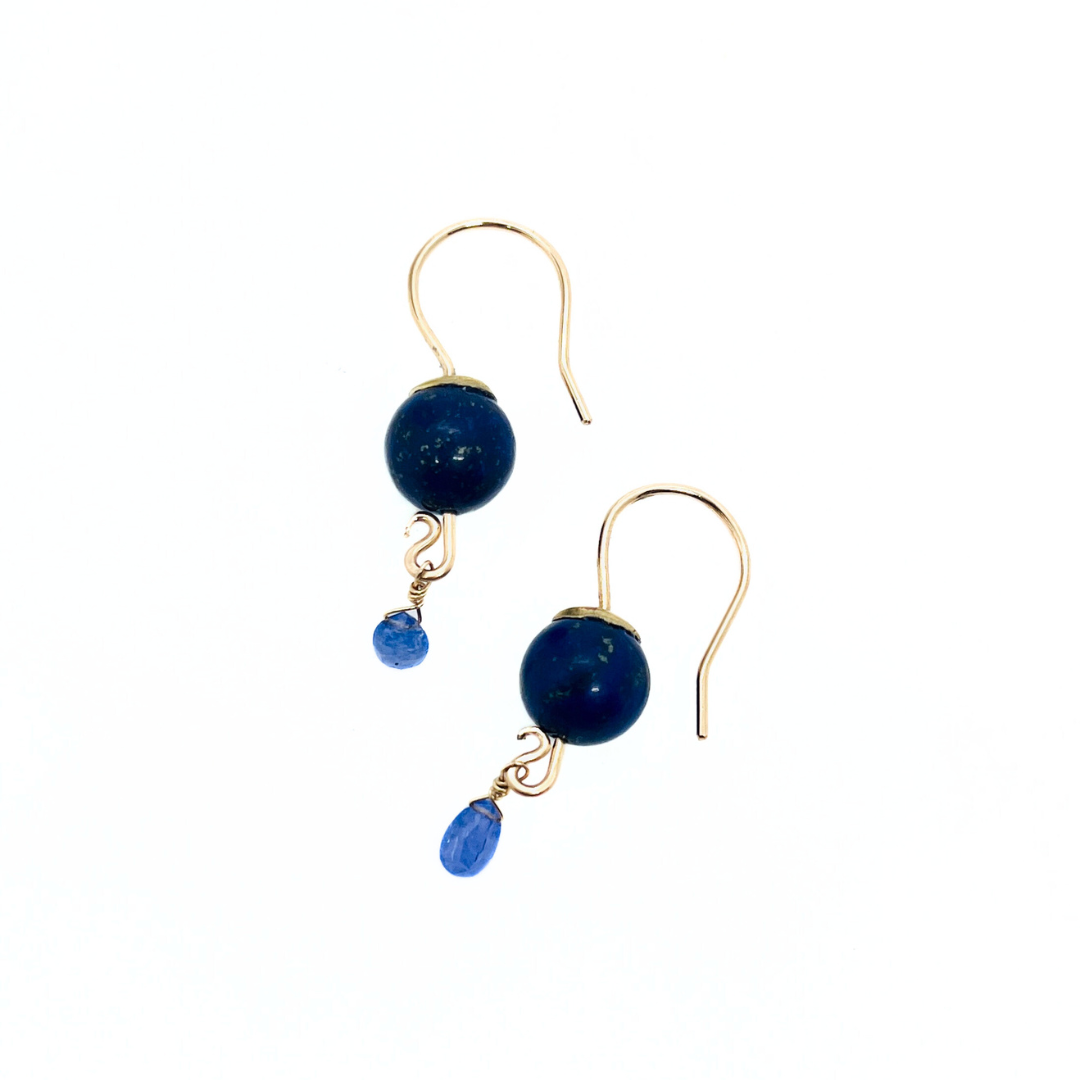 Gold Waterfall Earrings With Faceted Gem Drop
