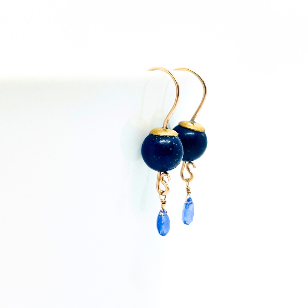 Gold Waterfall Earrings With Faceted Gem Drop