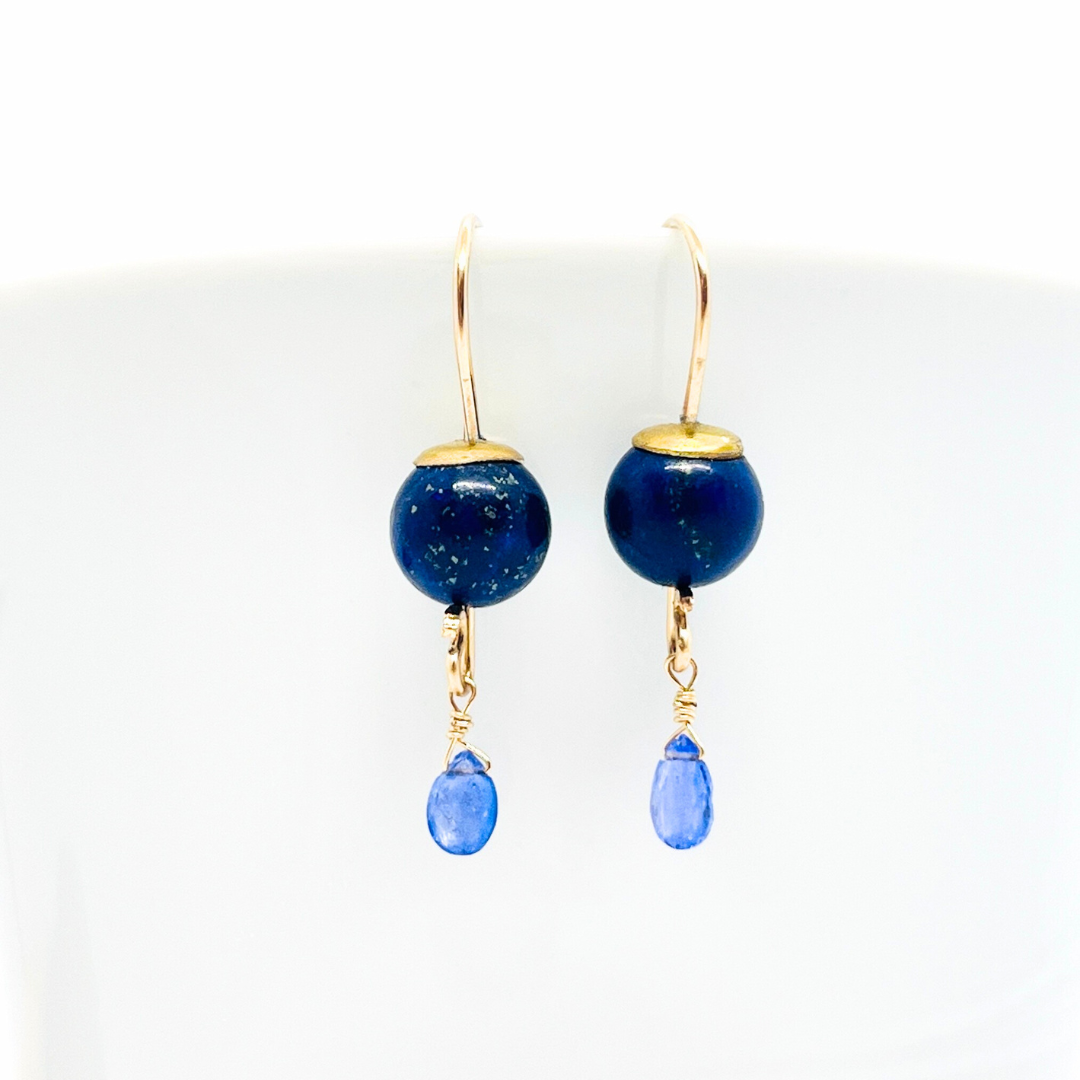 Gold Waterfall Earrings With Faceted Gem Drop