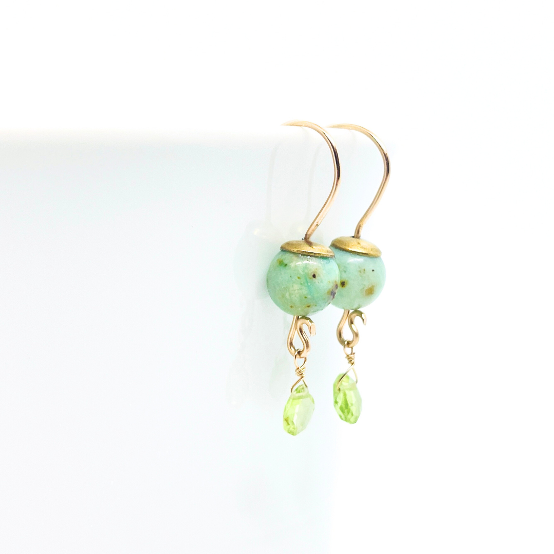 Gold Waterfall Earrings With Faceted Gem Drop