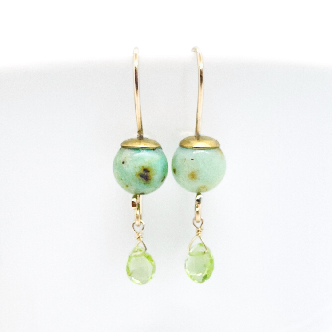Gold Waterfall Earrings With Faceted Gem Drop
