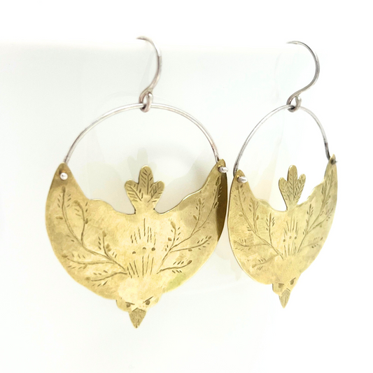 Raven Silver and Brass Earrings