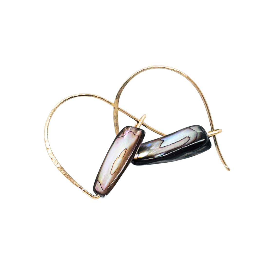 Abalone Shell Triangular Nugget Arc Earring
