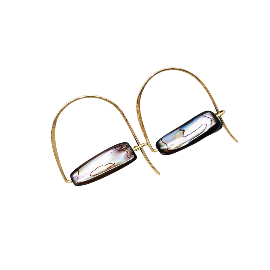 Abalone Shell Triangular Nugget Arc Earring