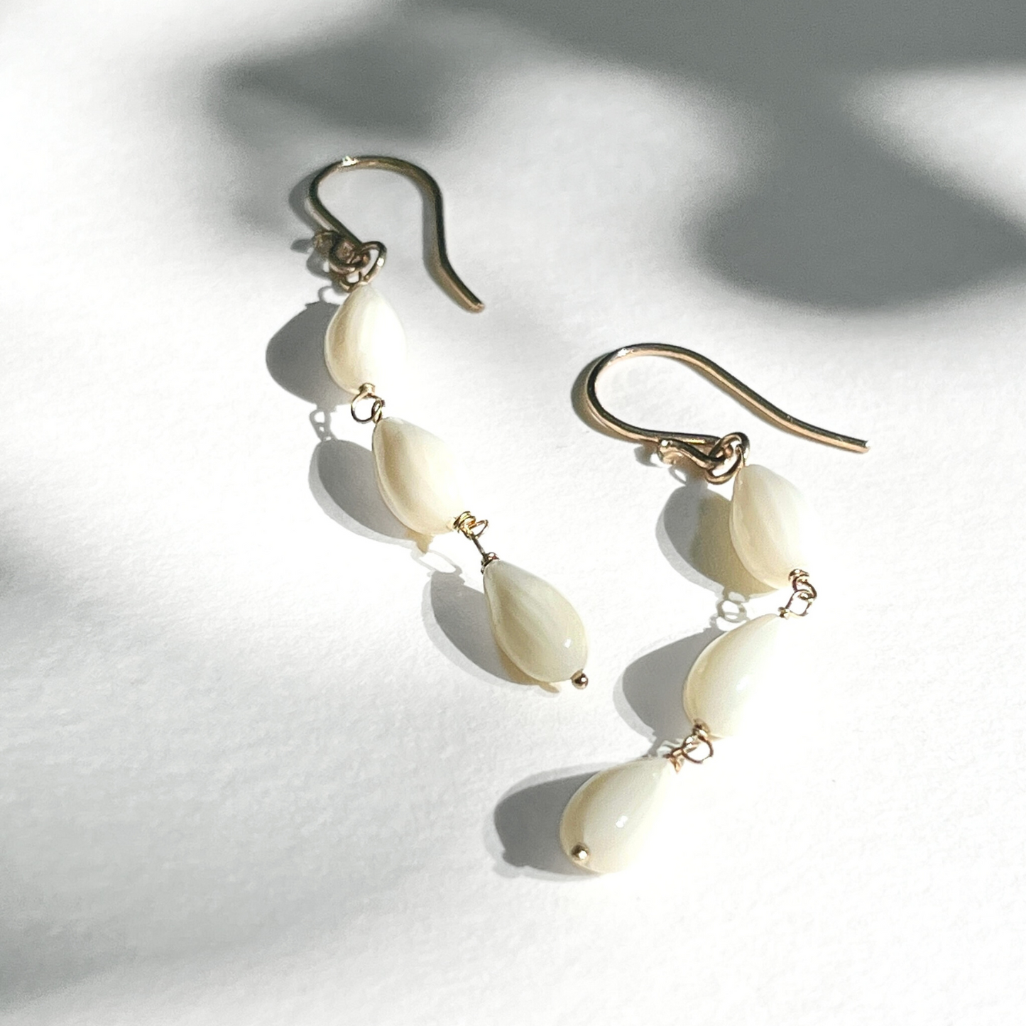 String of Teardrop Coral Earrings