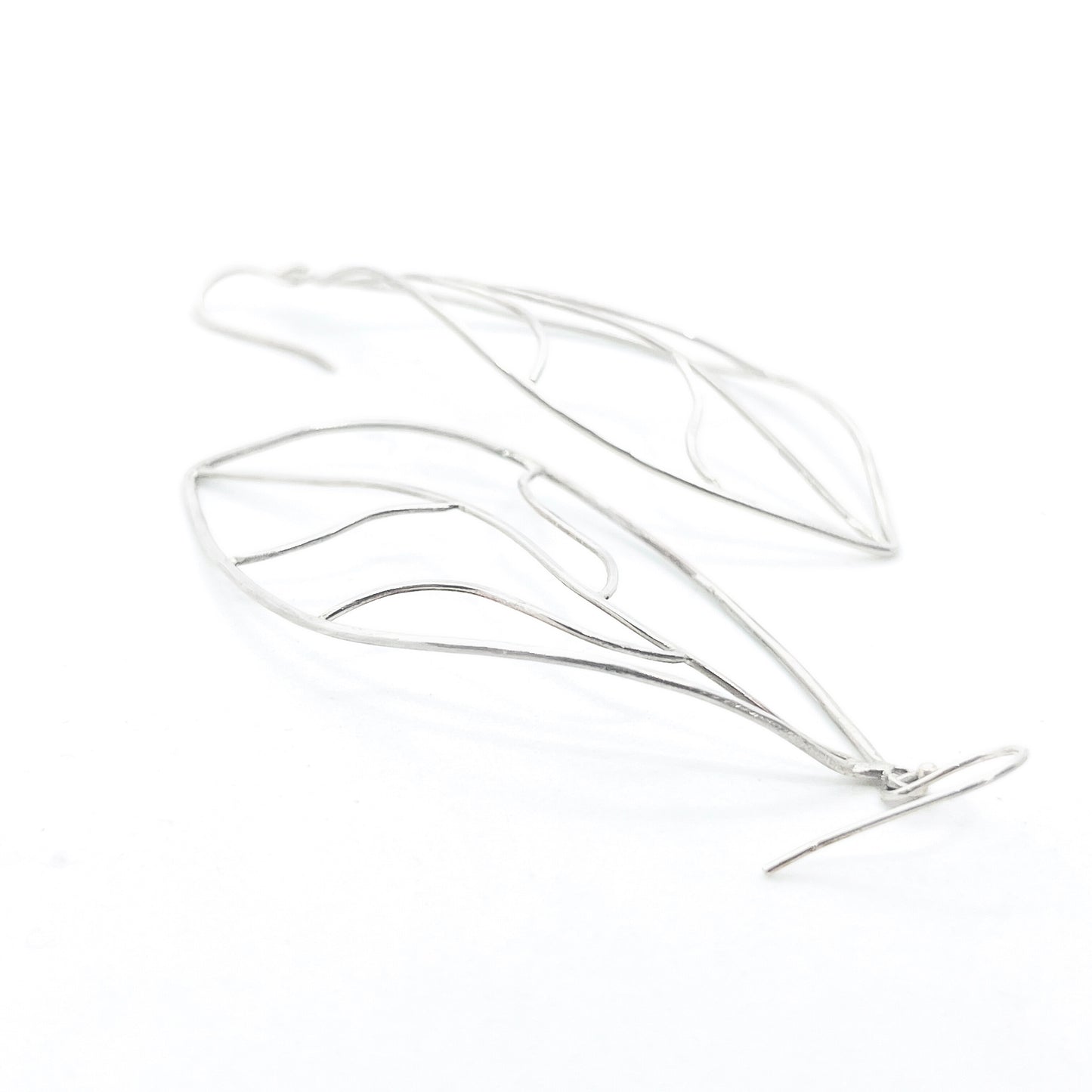 Curved Silver Leaf Earrings