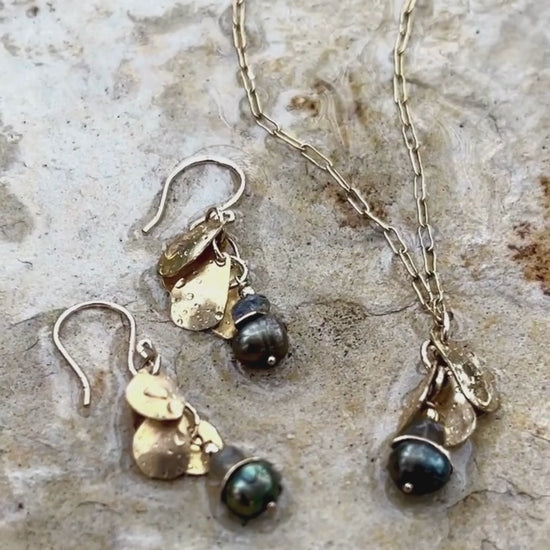 Shown with the peacock freshwater pearl and labradorite earrings. Sold separately.