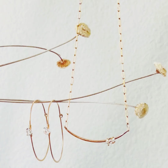 herkimer diamond bar necklace shown with the herkimer diamond oval earrings 