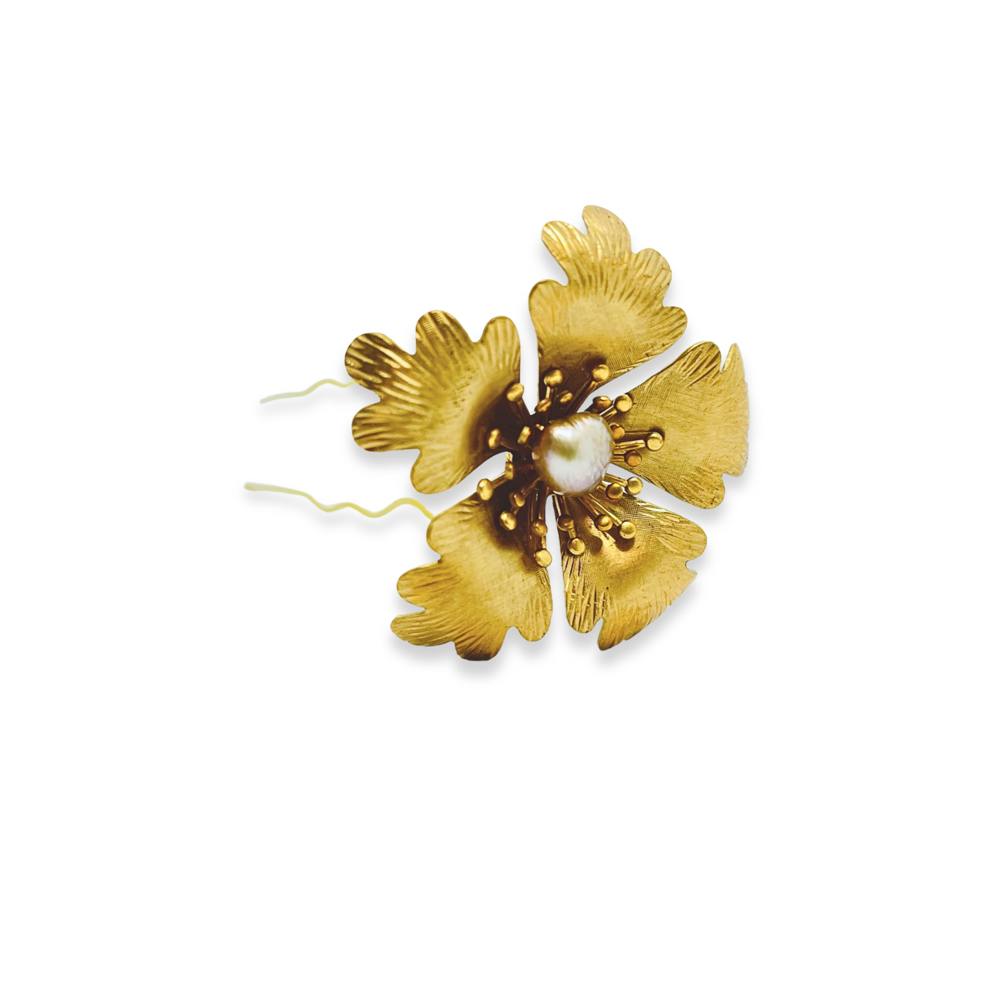 Mitsi Floral Hair Pin with a Freshwater Pearl